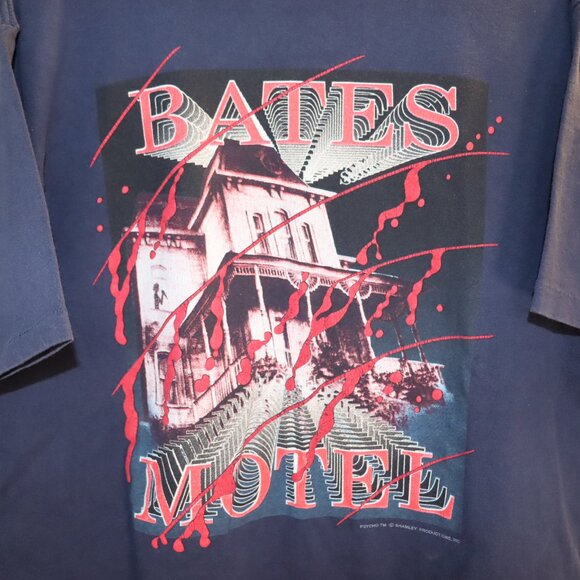 Vintage 90s Bates Motel T-Shirt Psycho Movie Tee Single Stitch. Made In USA - Picture 4 of 10